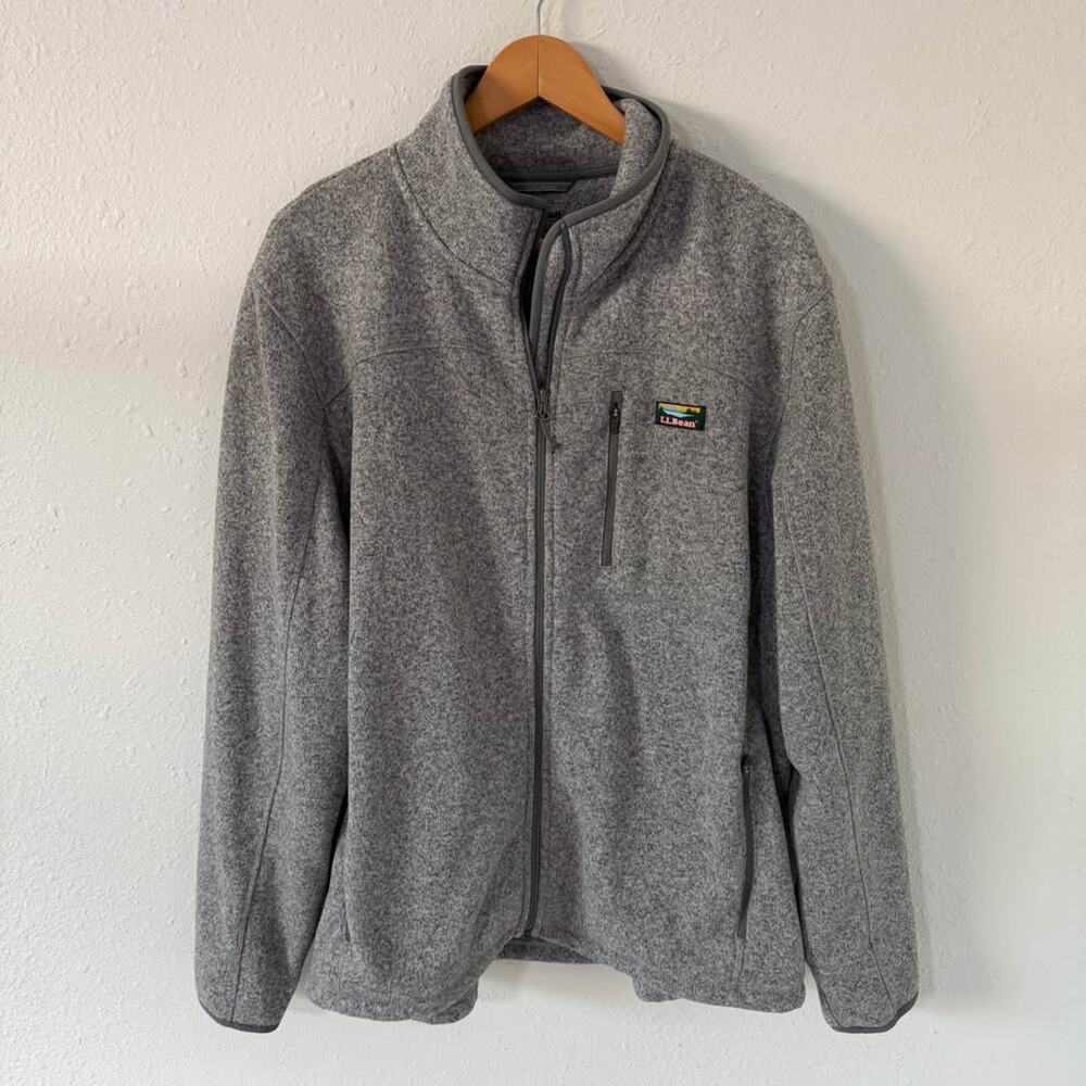 Men's L.L.Bean Heather Grey Sweater Fleece Full-Zip Jacket
